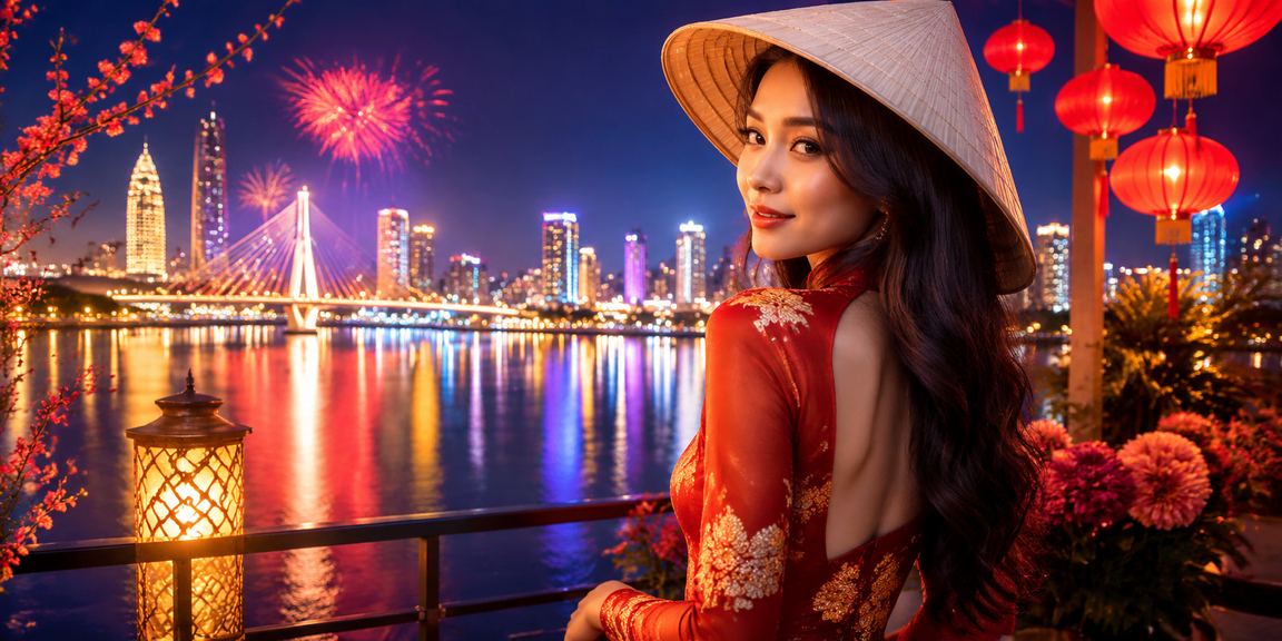 Người phụ nữ Đà Nẵng đội nón lá theo dõi kết quả cá cược thể thao trên điện thoại